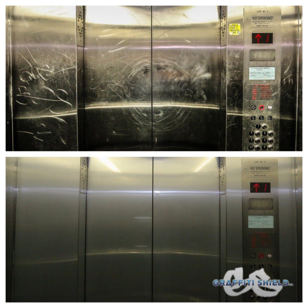 before and after metal shield elevator austin