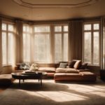 Interior of a cozy room with opaque windows, diffusing sunlight