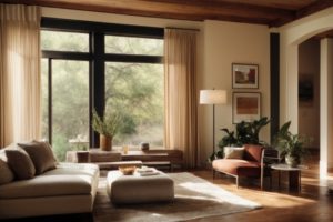 Austin home interior with insulating window film blocking sunlight