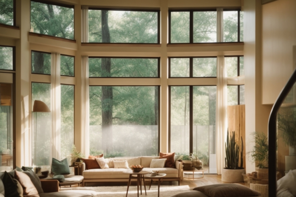 Austin home with clear energy efficient window film, interior sunlight without heat