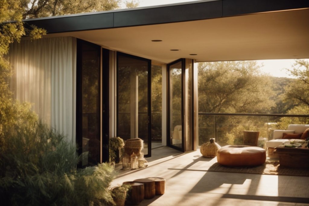 Austin home interior with sunlight filtering through window films