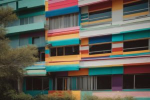 Colorful and vibrant building wrapped in vinyl in Austin