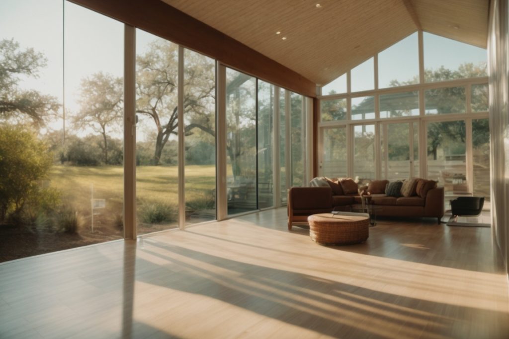 interior of a home in Austin with low-e window film blocking sun