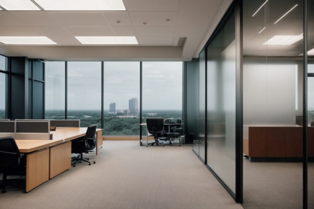 modern Austin office with opaque frosted window film