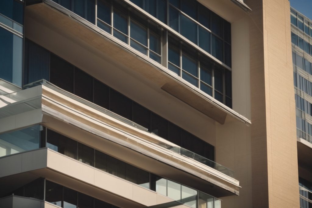 Austin commercial building with large, inefficient windows and sunlight streaming in