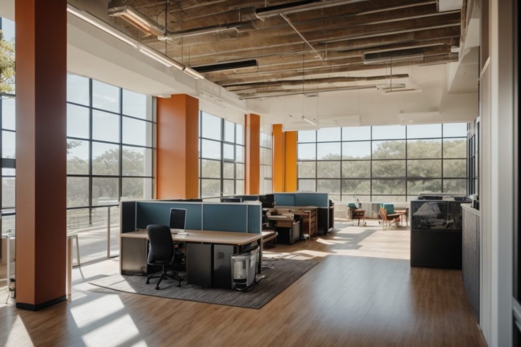 Bright Austin office with glare window film reducing sunlight exposure
