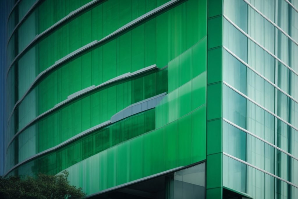 modern green certified building with UV blocking window film